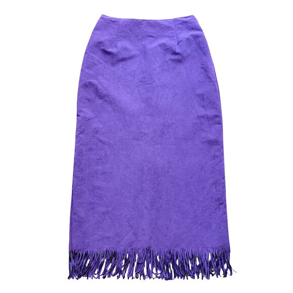 Vintage Purple Midi Skirt with Fringe - Picture 1 of 6